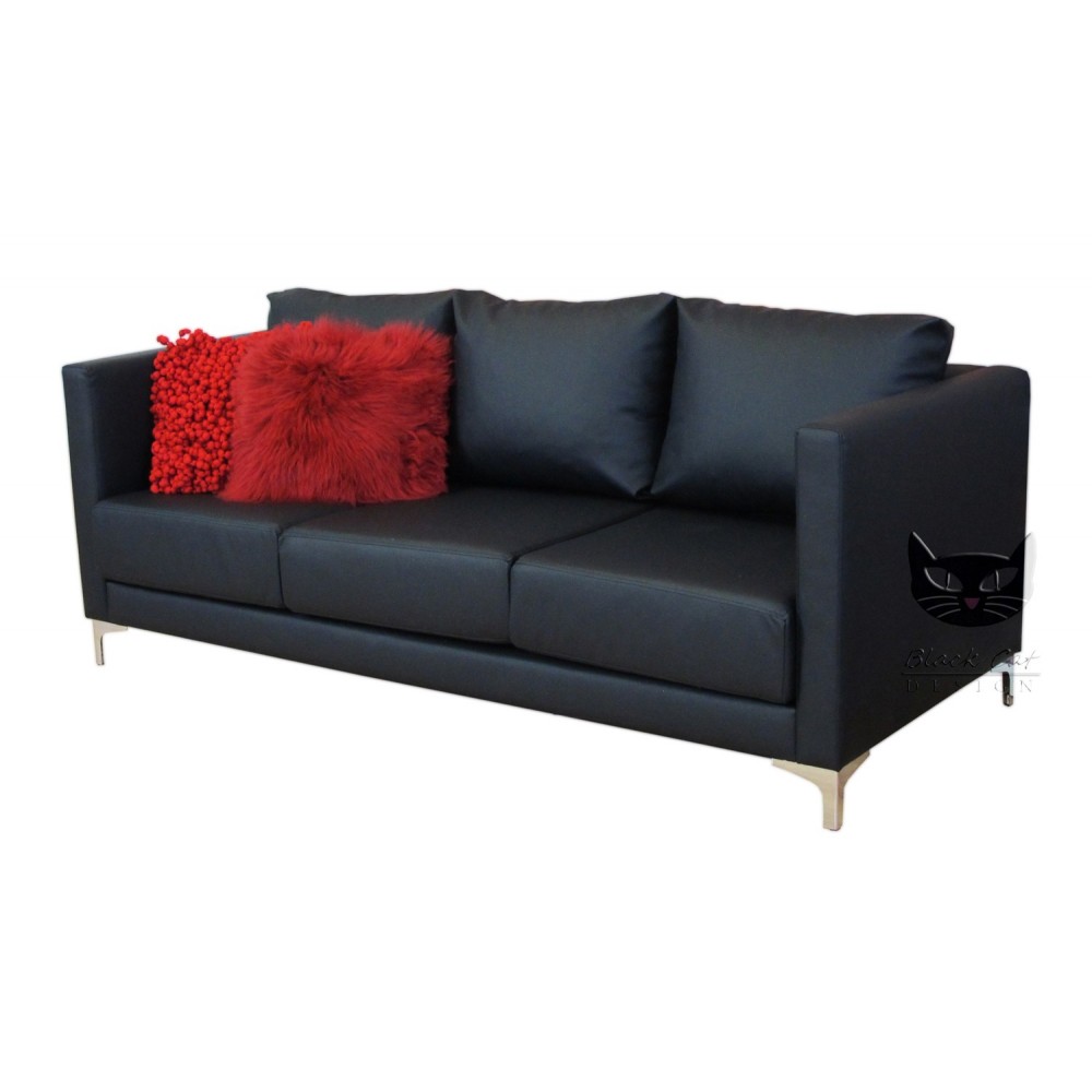 Czarna sofa w stylu New York Adonis 200 cm