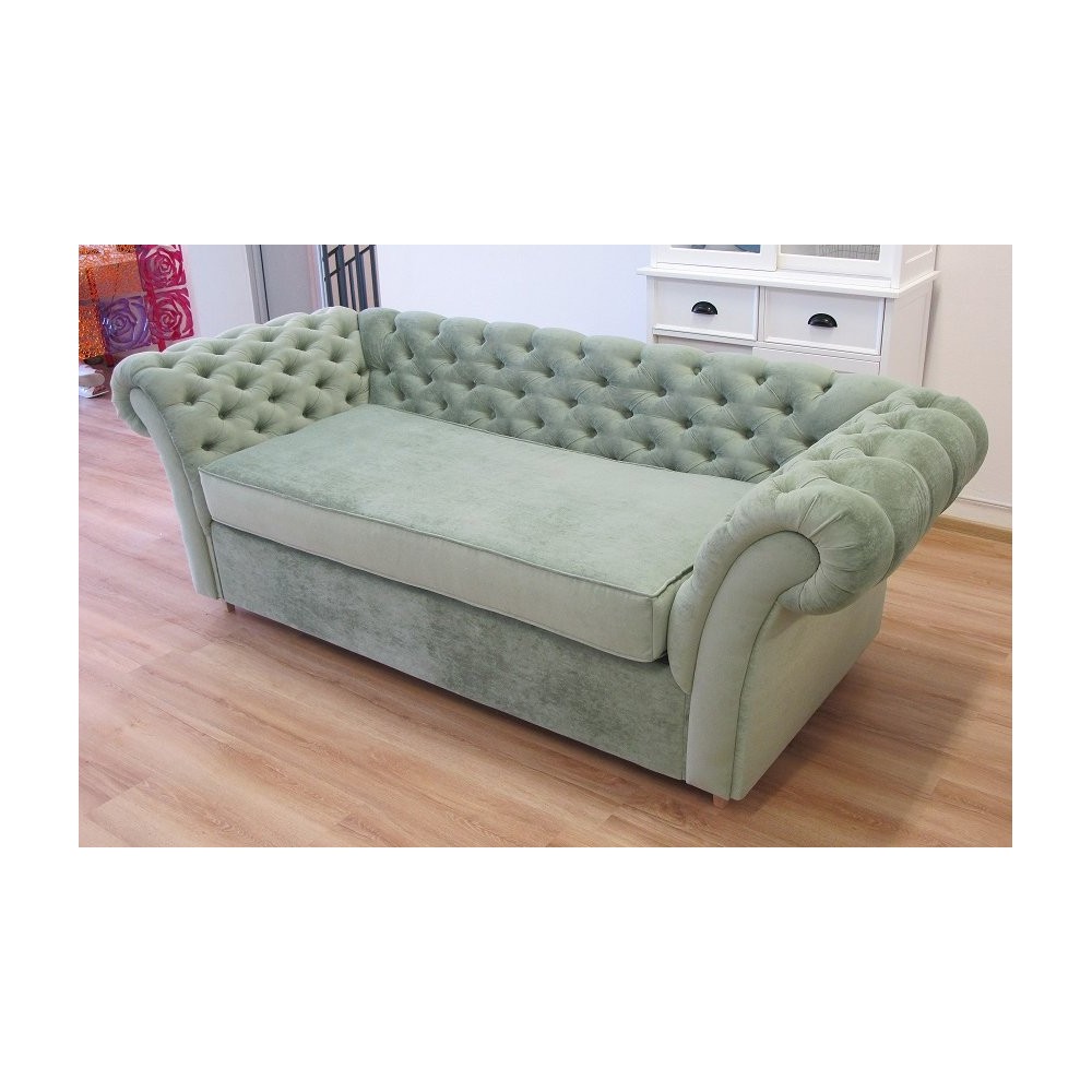 Oryginalna pikowana zielona sofa