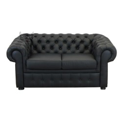 Chesterfield 170 - czarna skórzana sofa