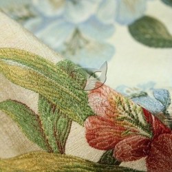 Leticia Aqua-14 - żakardowa tkanina z motywem roślinnym