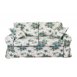 sofa rozkładana w niebieskie róże
