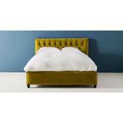 Loretta pikowane łóżko w pluszowej tkaninie z pojemnikiem na pościel