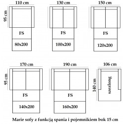 Kanapa z funkcją spania Marie 186 cm/FS