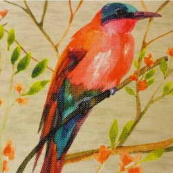 Livento Bird 011 Beige tkanina w ptaki