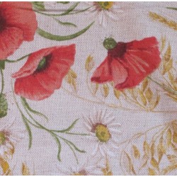 Bawełniana tkanina w polne maki i kłosy zbóż