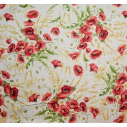 Bawełniana tkanina w polne maki i kłosy zbóż