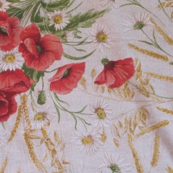 Bawełniana tkanina w polne maki i kłosy zbóż