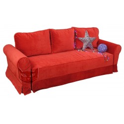 Czerwona sofa ze zdejmowanym pokrowcem