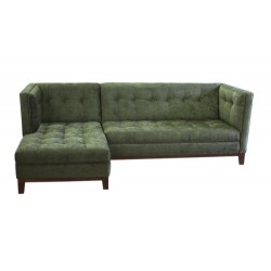 Pikowany narożnik 250x150 cm w zielonym pluszu