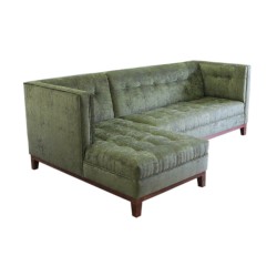 Pikowany narożnik 250x150 cm w zielonym pluszu