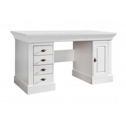 Białe biurko w stylu country z dębowym blatem Amarant