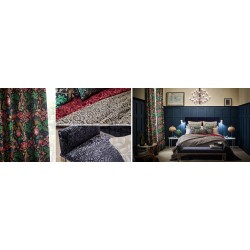 Oakmere Carmine efektowna tkanina we wzory roślinne