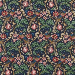 Oakmere Indigo efektowna tkanina we wzory roślinne