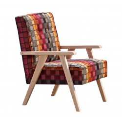 Fotel PRL na stelażu z litego drewna w dowolnej tkaninie