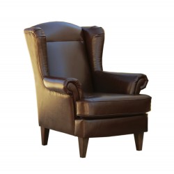 Uszak w skórze naturalnej, fotel babciny