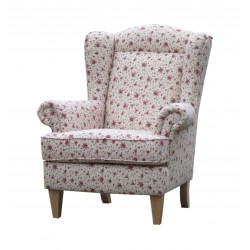 Fotel z wysokim oparciem w kwiaty 