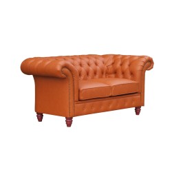 Wings 200 wygodna, pikowana sofa w koniakowej skórze