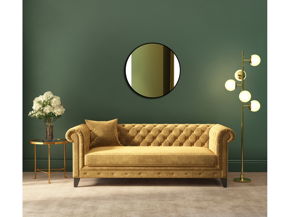 Kompaktowa pikowana sofa chesterfield na wysokich nóżkach Lemon