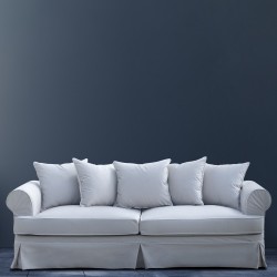 Samantha 214 - biała sofa ze luźnym pokrowcem