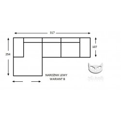 Klasyczny szary narożnik Elle 317x254 cm Klasyczny szary narożnik Elle 317x254 cm