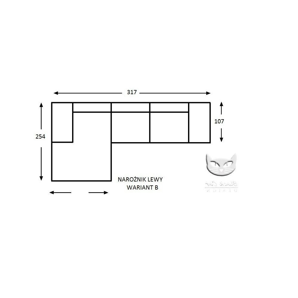 Klasyczny szary narożnik Elle 317x254 cm Klasyczny szary narożnik Elle 317x254 cm