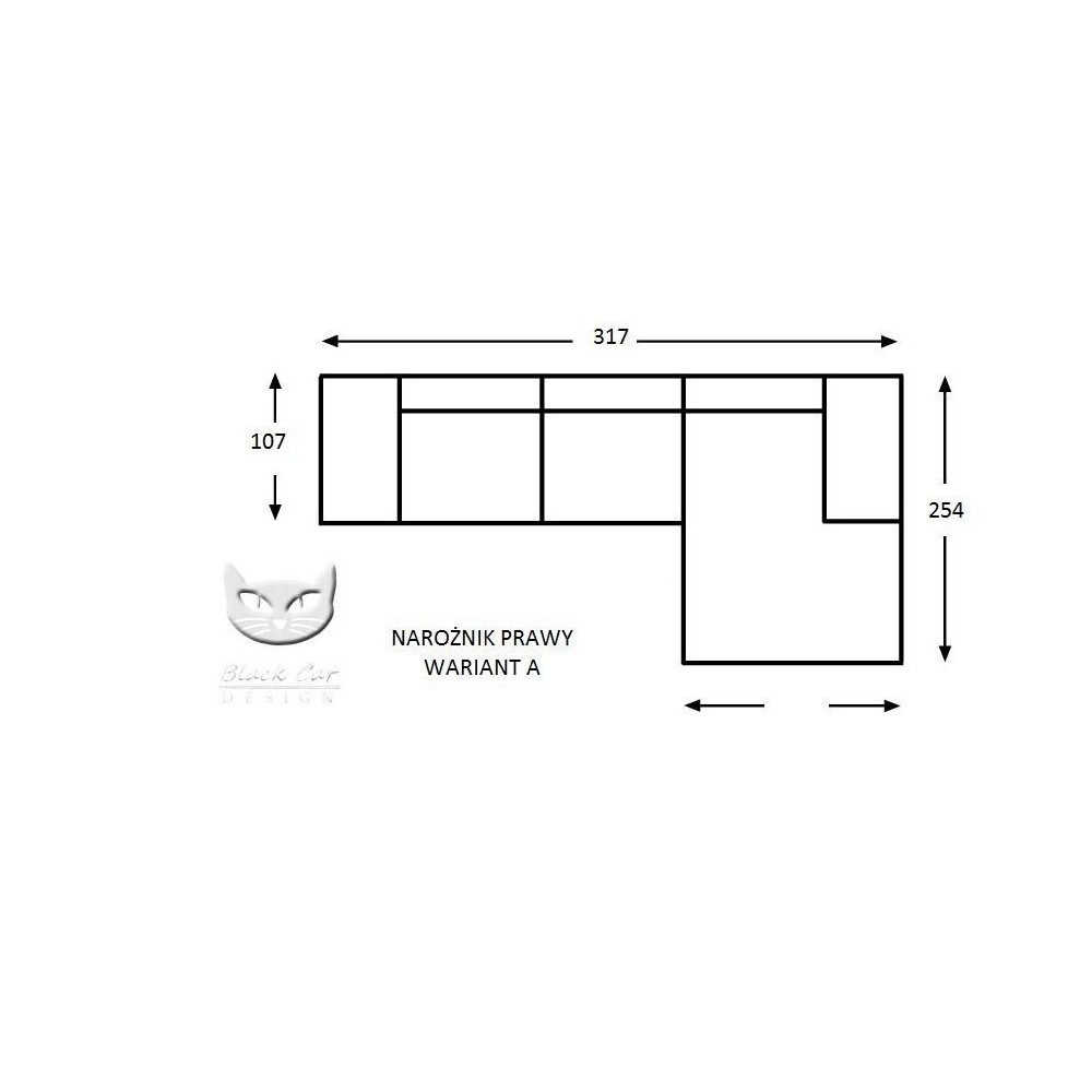 Klasyczny szary narożnik Elle 317x254 cm Klasyczny szary narożnik Elle 317x254 cm