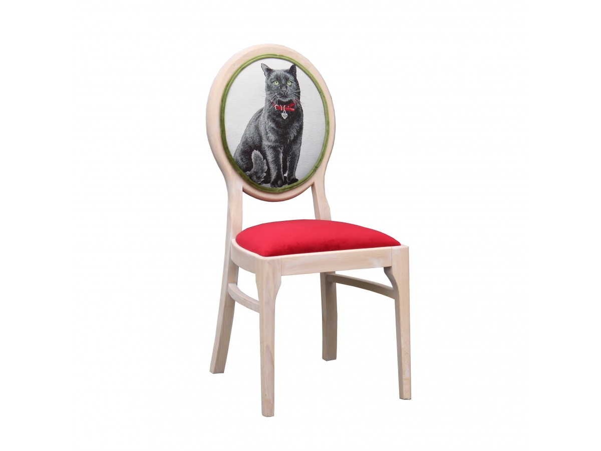 Krzesło Vintage z kotem na oparciu