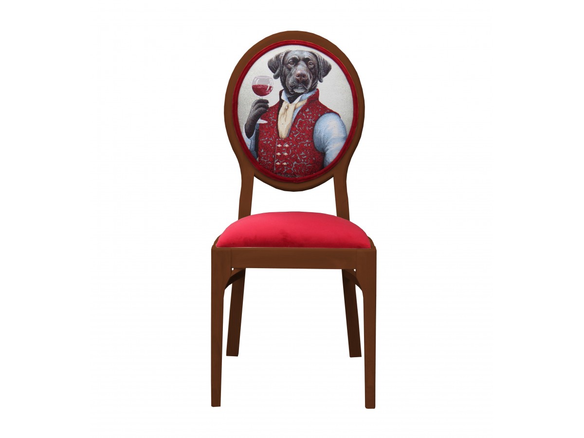 Model Vintage krzesło z psem na oparciu