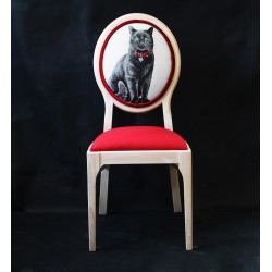 Krzesło Vintage z tkaniną w koty