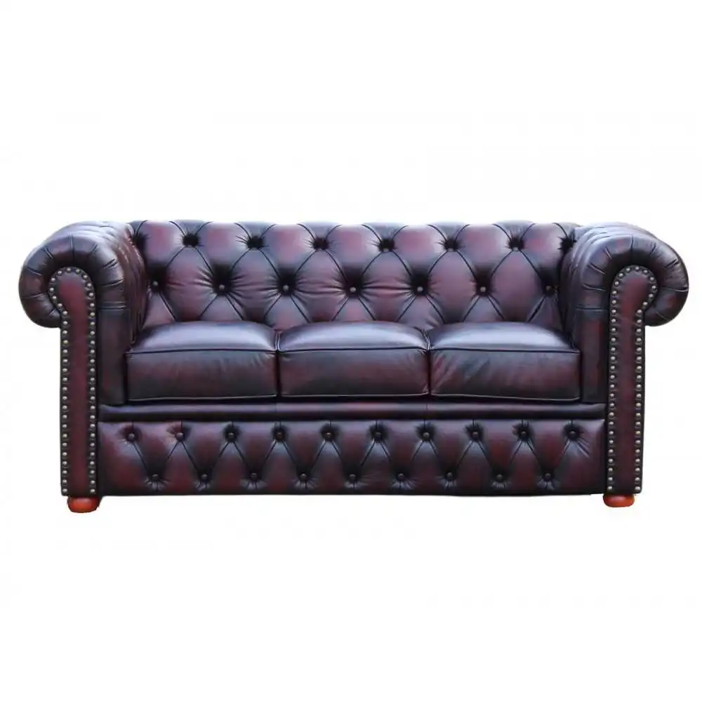 Pikowana sofa w skórze naturalnej Windsor Slim 190