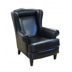 Uszak w skórze naturalnej czarnej, fotel babciny