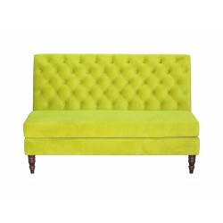 Żółta welwetowa ławka Bianca 120 cm