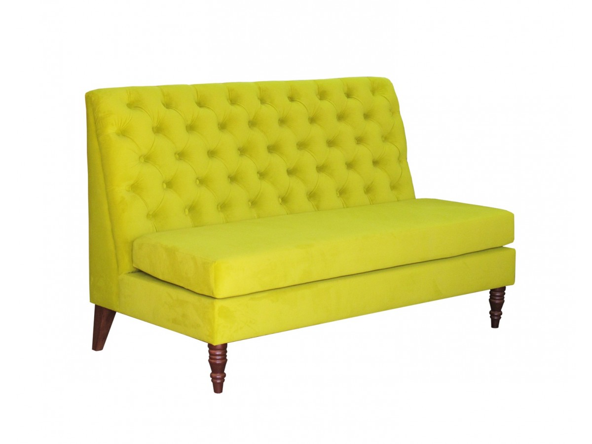 Żółta pluszowa ławka Bianca 120 cm