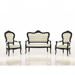 Zestaw w stylu Ludwika Filipa ławeczka i 2 fotele Cresta