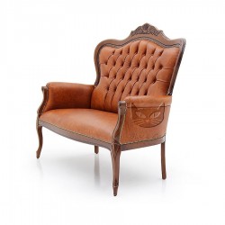 Foglia włoska dwuosobowa sofa w czekoladowej skórze naturalnej