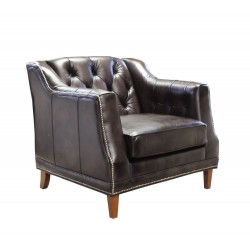 Magnat pikowany skórzany fotel chesterfield 100% skóry bawolej