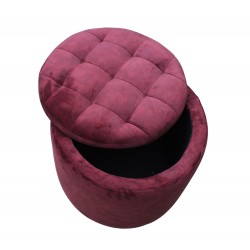 Okrągła pufa z pojemnikiem w welwetowej tkaninie 53x53 cm