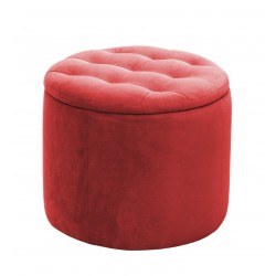 Okrągła koralowa pufa z pojemnikiem 53x53 cm