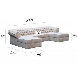 Narożnik U w stylu chesterfield Ferro