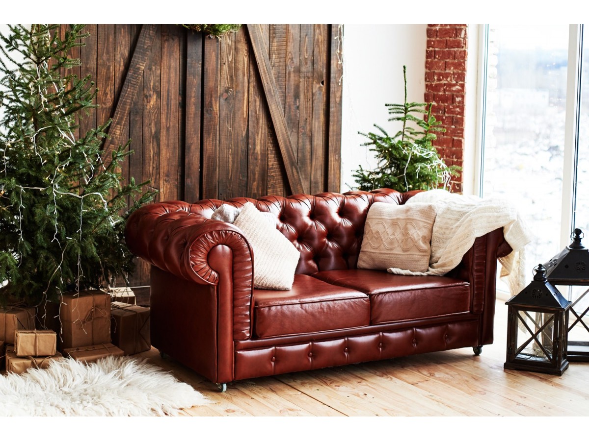 Luis 182 cm skórzana pikowana sofa w angielskim stylu