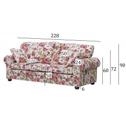 Kanapa Carol 188 cm przytulna sofa w stylu cottage