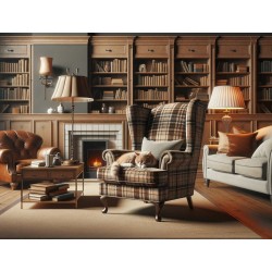 Klasyczny fotel w kratę w stylu angielskim