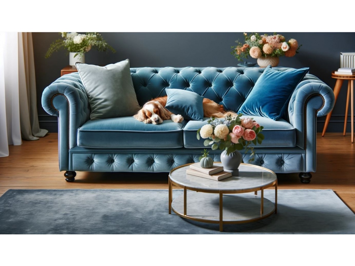 Pikowana welwetowa sofa Chestrfield Retro 200 cm