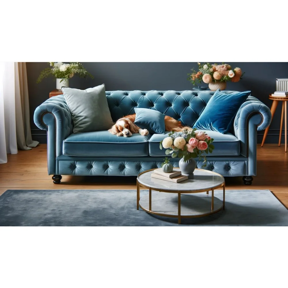Pikowana welwetowa sofa Chestrfield Retro 200 cm
