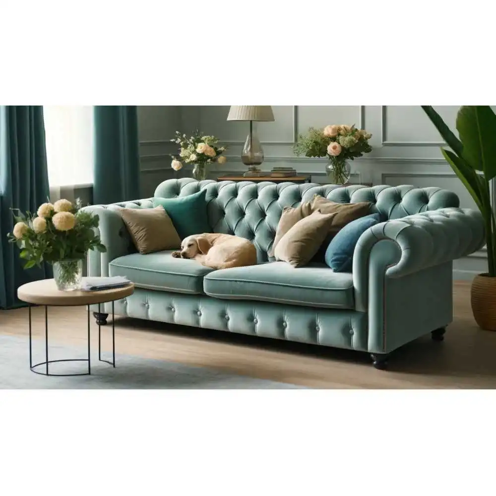 Lilo 215 cm miętowa sofa Chesterfield