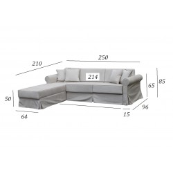 Kanapa z systemem włoskim i szezlongiem Hilton 250