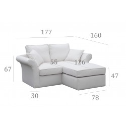 Kompaktowa sofa z szezlongiem Classic 177