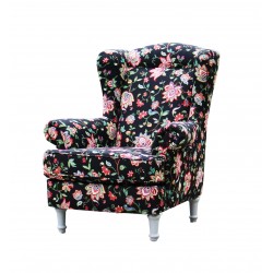 Fotel z wysokim oparciem w tkaninie żakardowej