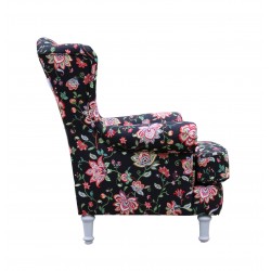 Fotel z wysokim oparciem w tkaninie żakardowej