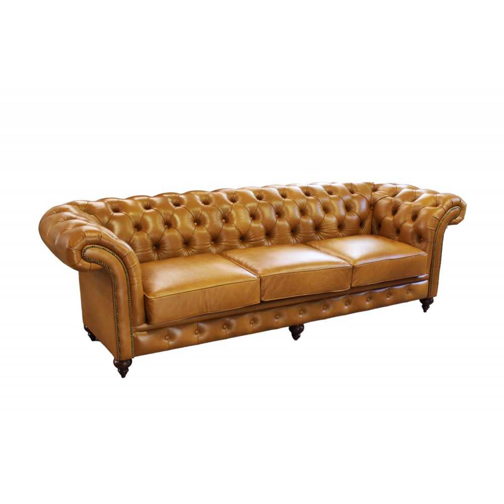 Wings 275 duża sofa Chesterfield w bawolej skórze naturalnej